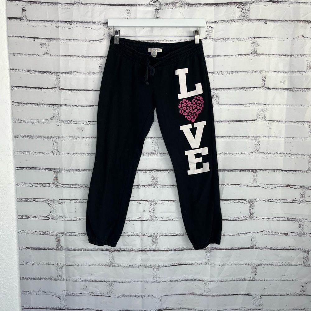 Derek Heart Love Sweatpants Women’s Small Black Leopard Heart Graphic Joggers